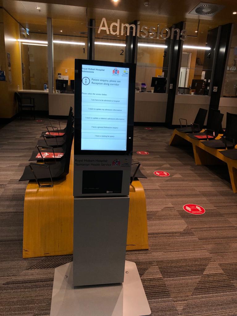 QRight self-service kiosk installed in the Royal Hobart Hospital admissions waiting area
