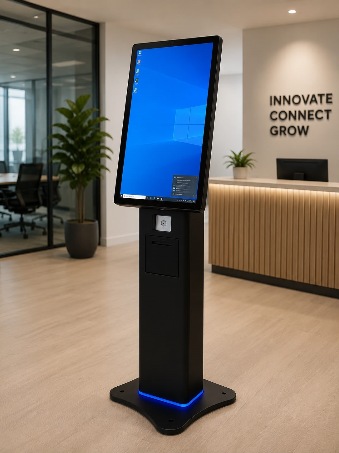 Slimline kiosk installation shown in the supplied hardware proposal